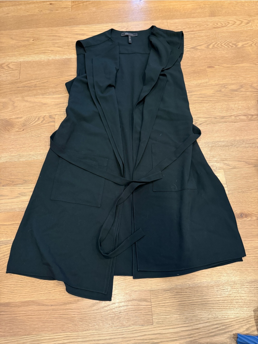 BCBGMaxAzria Black Sleeveless Swim Cover-Up with Tie